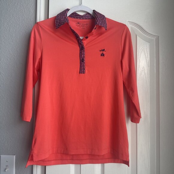 Peter Millar Tops - Peter Millar Women's Henley Top Size Small UV SPF 50 Protection Orange Coral
